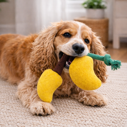 Pawgypets Mango Plush with Rope Toy for Dogs (Yellow)