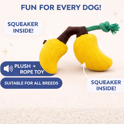 Pawgypets Mango Plush with Rope Toy for Dogs (Yellow)