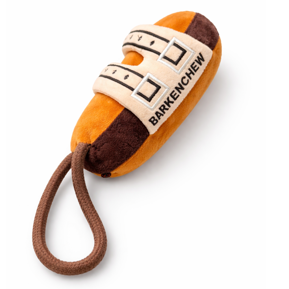 Pawgypets Barkenchew Slipper Plush with Rope Toy for Dogs