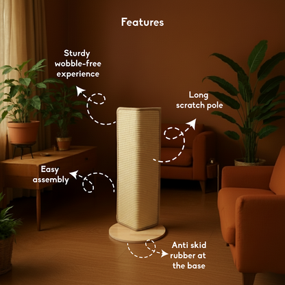 FurryLiving Cat Wall Scratcher Lite Space Saving Design for Wall Corners (Oak)