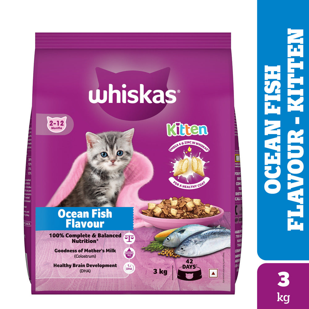 Whiskas Ocean Fish Kitten/Mother and Baby Dry Food & Petkit YumShare Solo Automatic Food Dispenser Combo for Kitten