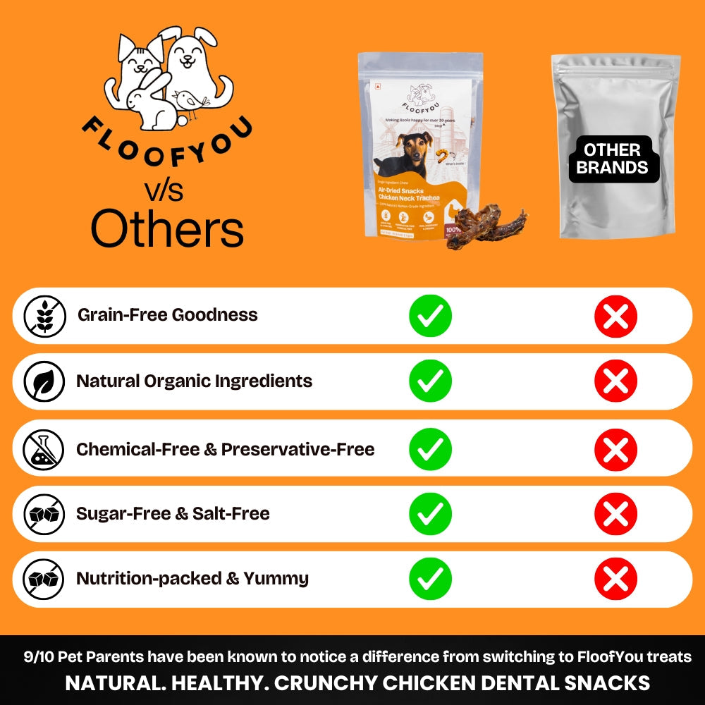 Floofyou Air Dried Chicken Neck Crunchy Dental Chew Dog Treats