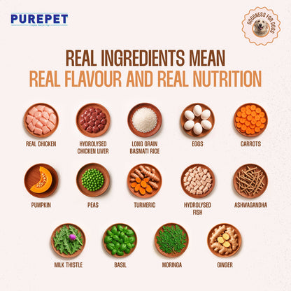 Purepet Pack of 7 Mutton, Chicken, Vegetable & Pumpkin Biryani Fresh Food for Dogs