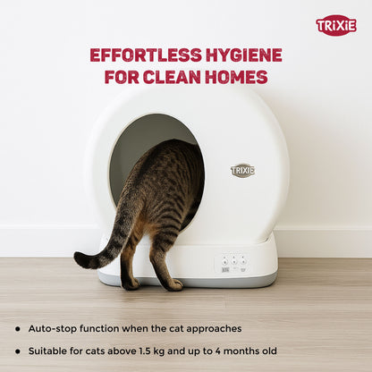 Trixie Automatic Self Cleaning Litter Tray for Cats (White)