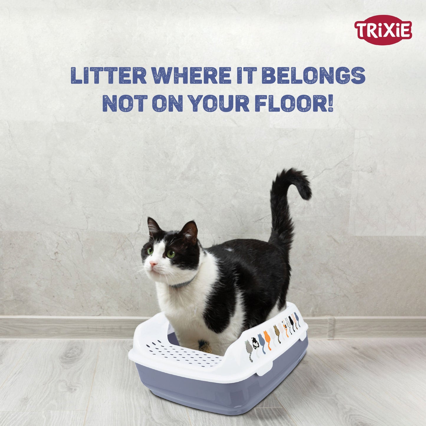 Trixie Delio Litter Tray with Rim for Cats (Grey/White)