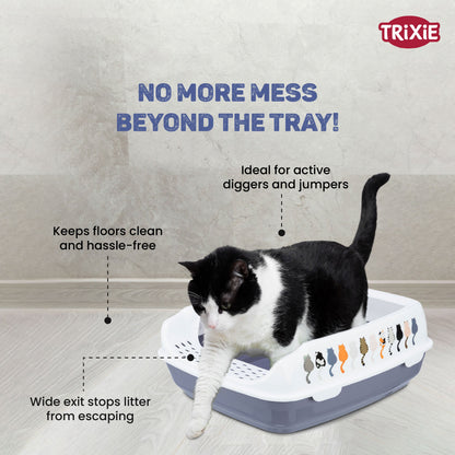 Trixie Delio Litter Tray with Rim for Cats (Grey/White)