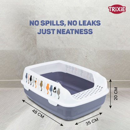 Trixie Delio Litter Tray with Rim for Cats (Grey/White)
