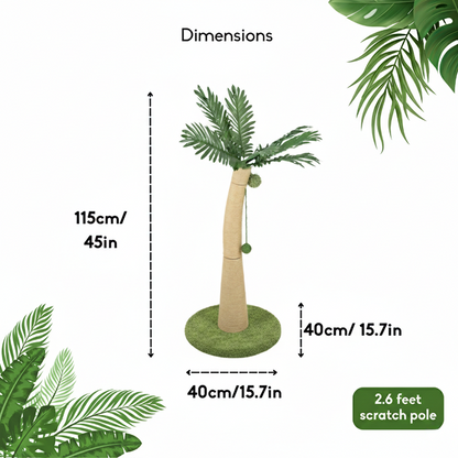 FurryLiving Coconut Tree Scratching Post with Hanging Ball Toy for Cat