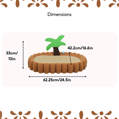 FurryLiving Aloha Bed & Scratcher Mat with Ball Toy for Cats(Brown)