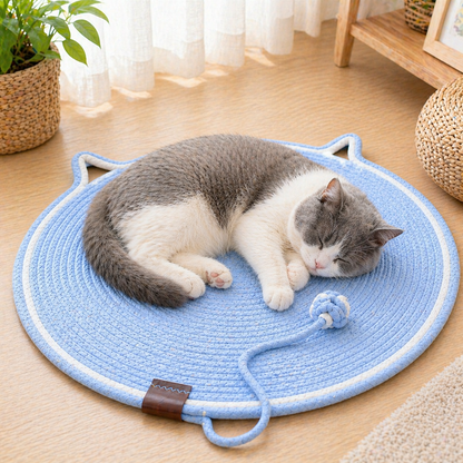 Talking Dog Club Rope Scratching Mat for Cats (Blue)