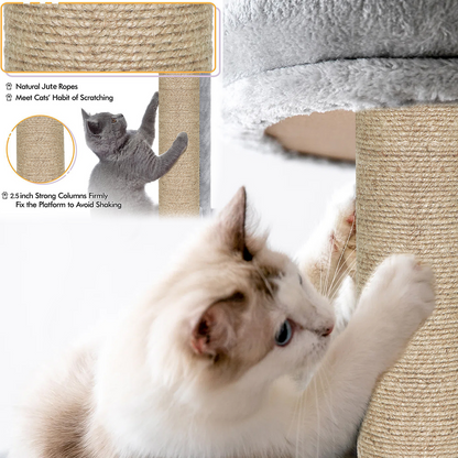 Furrlovers Multi-Level Cat Tree Tower with Scratching Posts, Hammock & Condo (Grey)