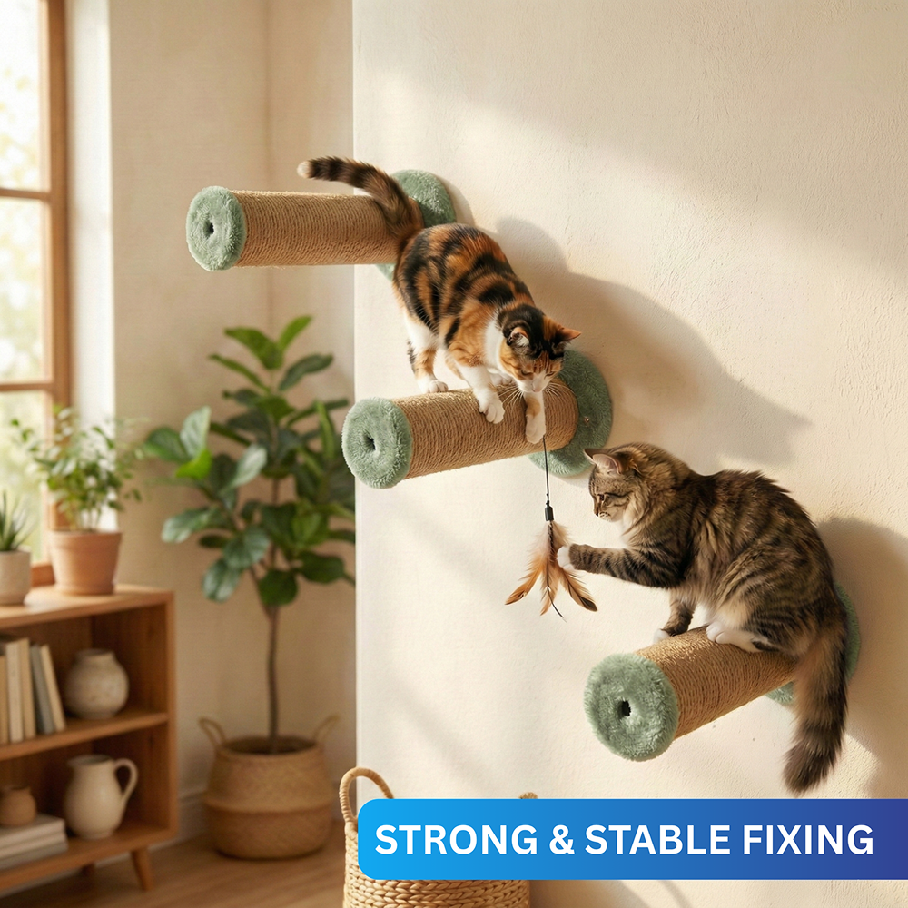 Furrlovers Wall Mounted Scratching Pole with Natural Jute for Cats (Green)