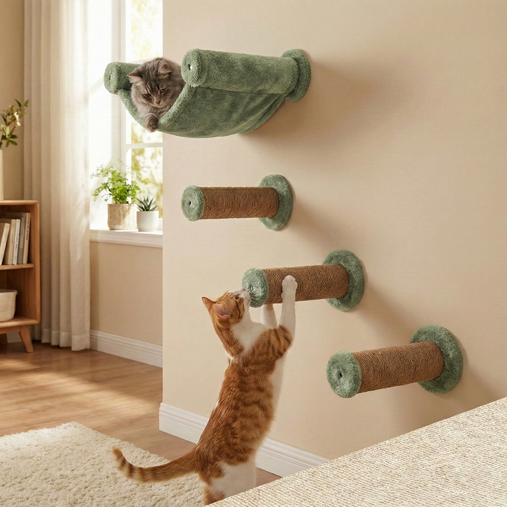 Furrlovers Wall Mounted Scratching Pole with Natural Jute for Cats (Green)