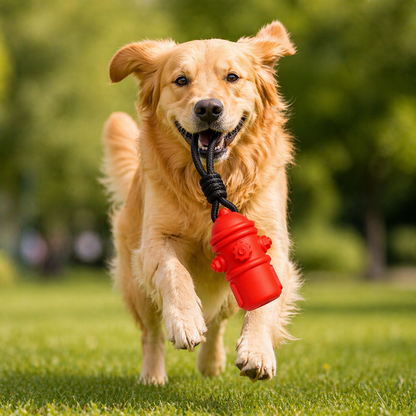 Talking Dog Club Sturdy Fire Hydrant Rubber & Rope Toy for Dogs (Red)