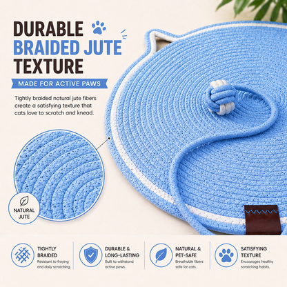 Talking Dog Club Rope Scratching Mat for Cats (Blue)