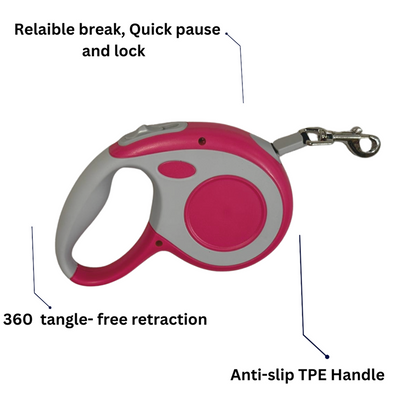 Healing Leaf  Retractable Leash for Dogs and Cats (Pink)