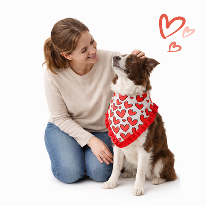 Dogobow Hearty Red Ruffle Bandana for Dogs (Red)