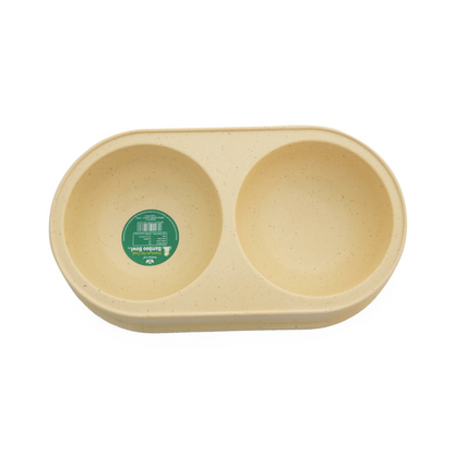 Healing Leaf Eco Friendly Dual Bamboo Bowl for Dogs and Cats (Beige)