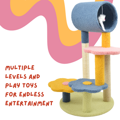 FurryLiving Terra Multi Level Cat Tree with Scratching Post and Hanging Toy for Cats & Kittens