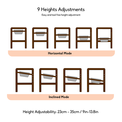 FurryLiving Linea Adjustable Elevated Raised Feeder with 2 Bowls for Dogs and Cats (Dark Brown)