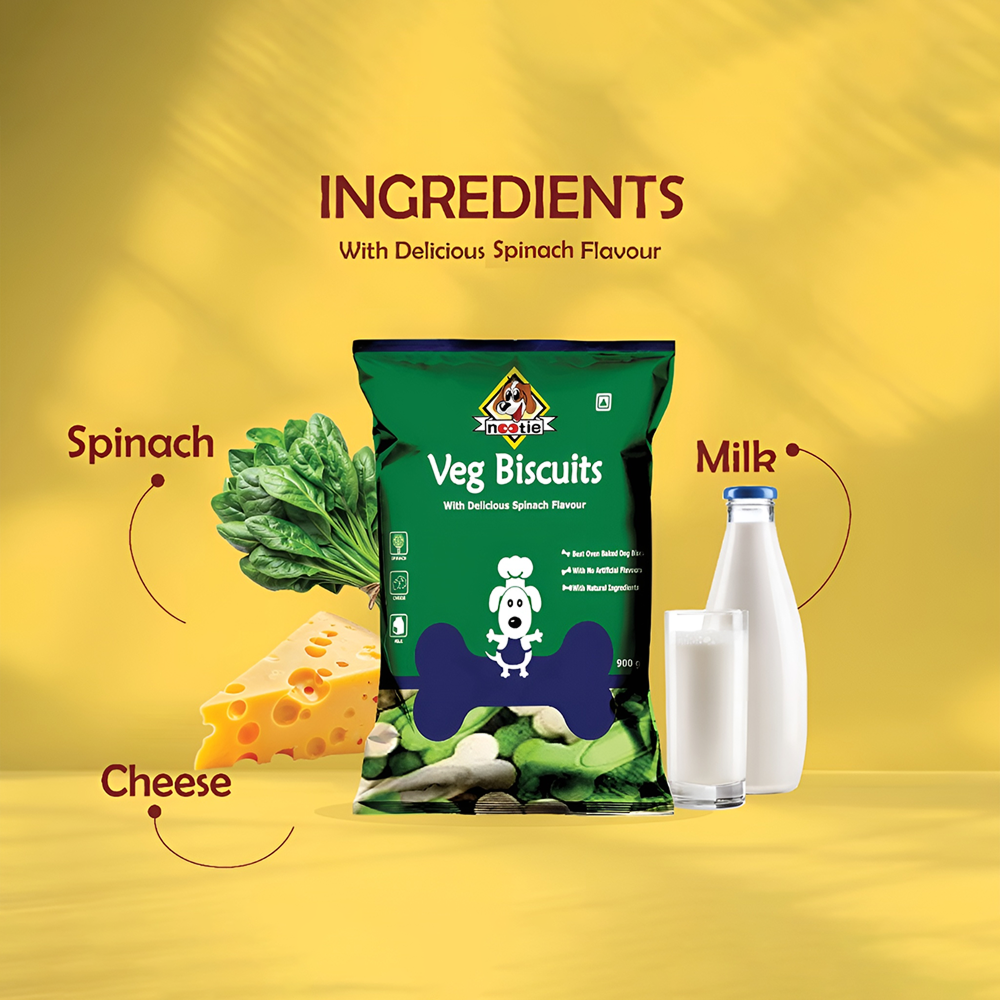 Nootie Spinach & Cheese Flavour Veg Biscuits Adult Dog Treats