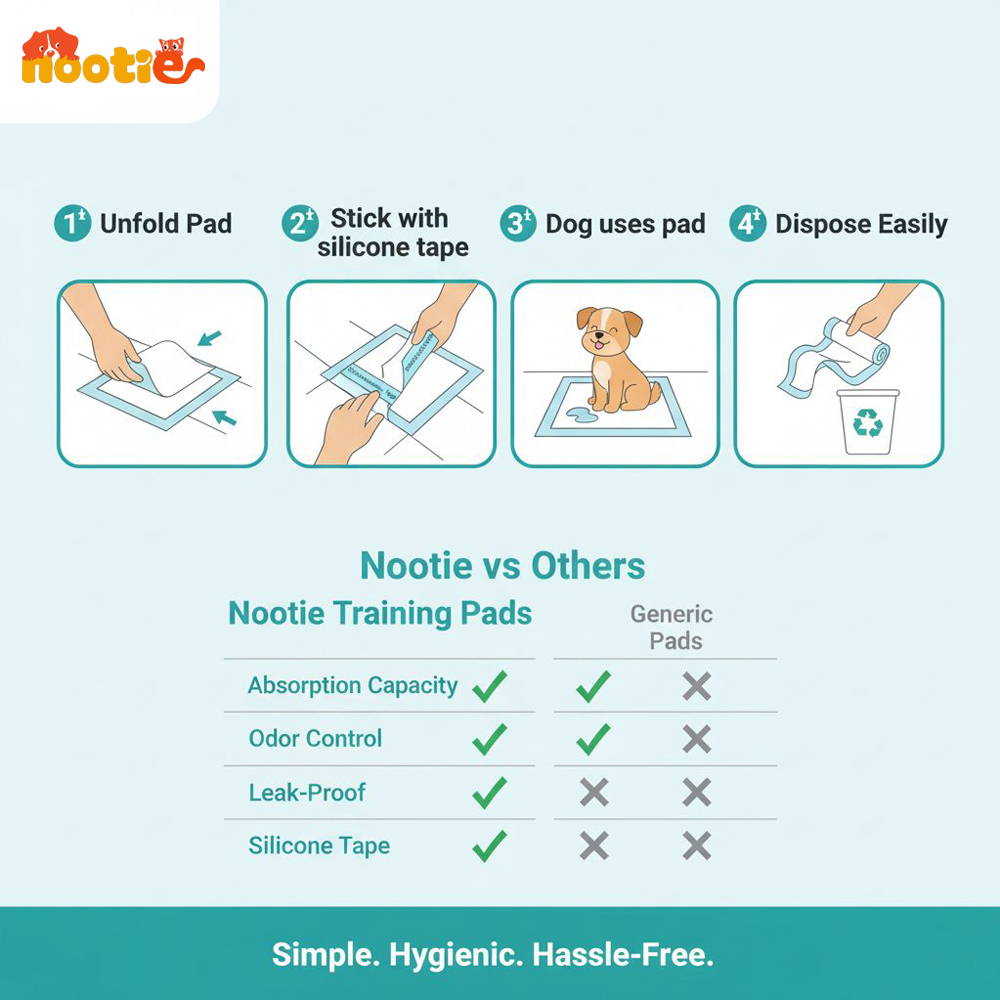 Nootie Super Absorbent, Leak-Proof Training Pads for Puppy & Adult Dogs (60x45cm)