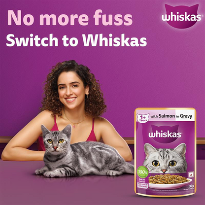 Whiskas Adult Cat Food Combo |Ocean Fish Dry & Salmon in Gravy Wet