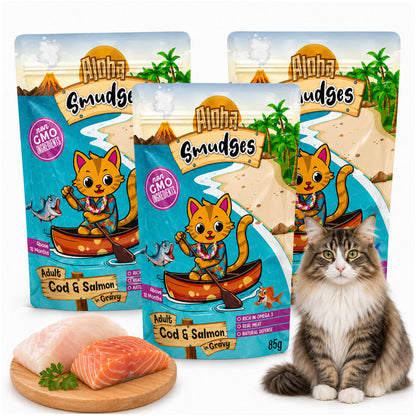Aloha Smudges Cod and Salmon in Gravy Adult Cat Wet Food