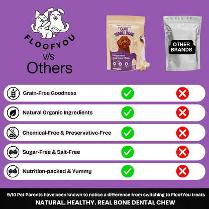 Floofyou Air Dried Goat Marrow Small Bone Dental Chew Dog Treats