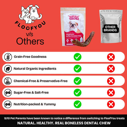 Floofyou Air Dried Buffalo Trachea Boneless Dental Chew Dog Treats