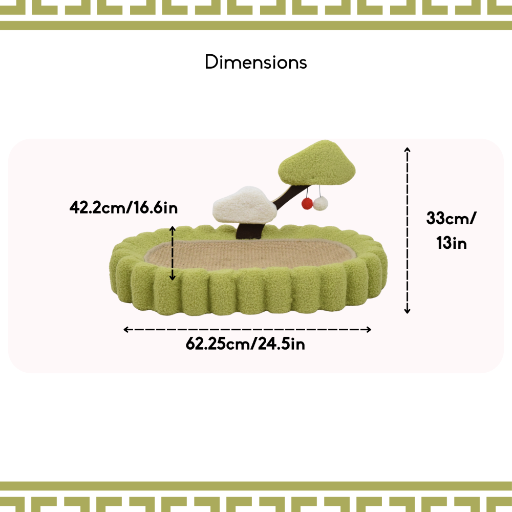 FurryLiving Zen Garden Bed and Scratcher Mat with Hanging Toy for Cats