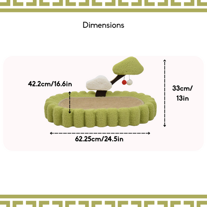 FurryLiving Zen Garden Bed and Scratcher Mat with Hanging Toy for Cats