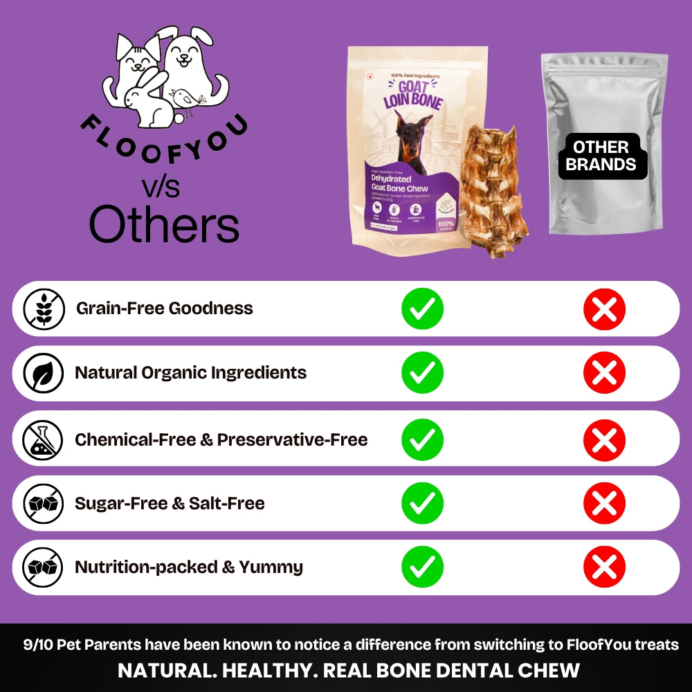 Floofyou Air Dried Goat Loin Bone Dental Chew Dog Treats