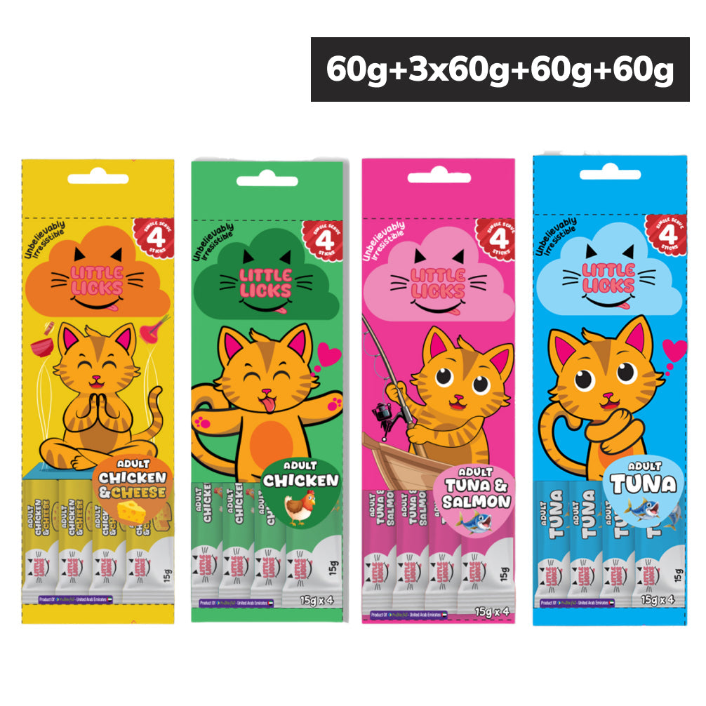 Smudges Little Licks Chicken & Cheese and Chicken and Tuna & Salmon and Tuna Creamy Bisque Combo Adult Cat Treats