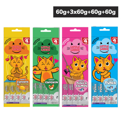 Smudges Little Licks Chicken & Cheese and Chicken and Tuna & Salmon and Tuna Creamy Bisque Combo Adult Cat Treats