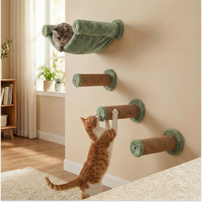 Furrlovers Wall Mounted Hammock with Plush Fabric for Cats (Green)