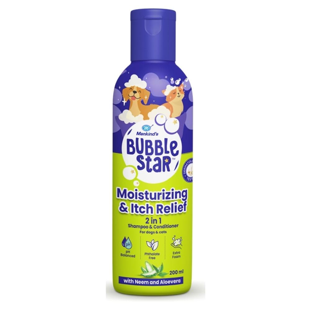 Mankind BubbleStar Neem & Aloe Vera Fresh 2 in 1 Waterless Shampoo for Dogs & Cats