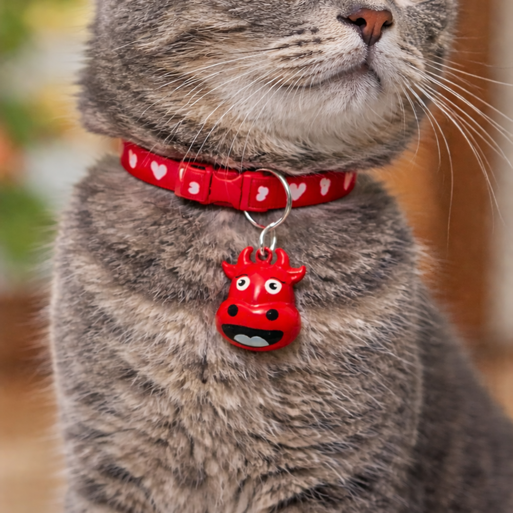 Talking Dog Club Cow Collar Bell for Kittens & Cats (Red)