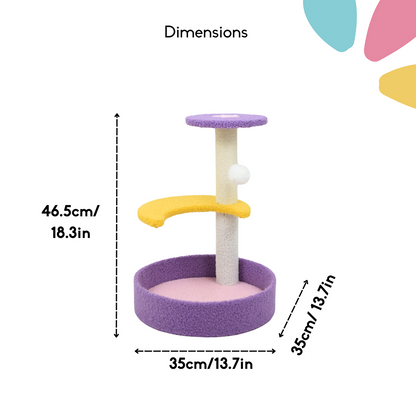 FurryLiving Astra 3Level Cat Tree for Cats & Kittens with Scratching Post and Hanging Toy for Cats