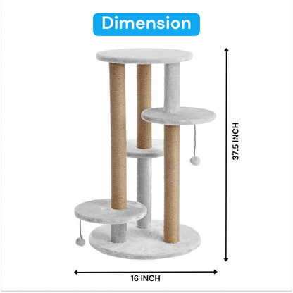 Furrlovers Multi Level Cat Tree with Scratching Posts & Platforms (Grey)