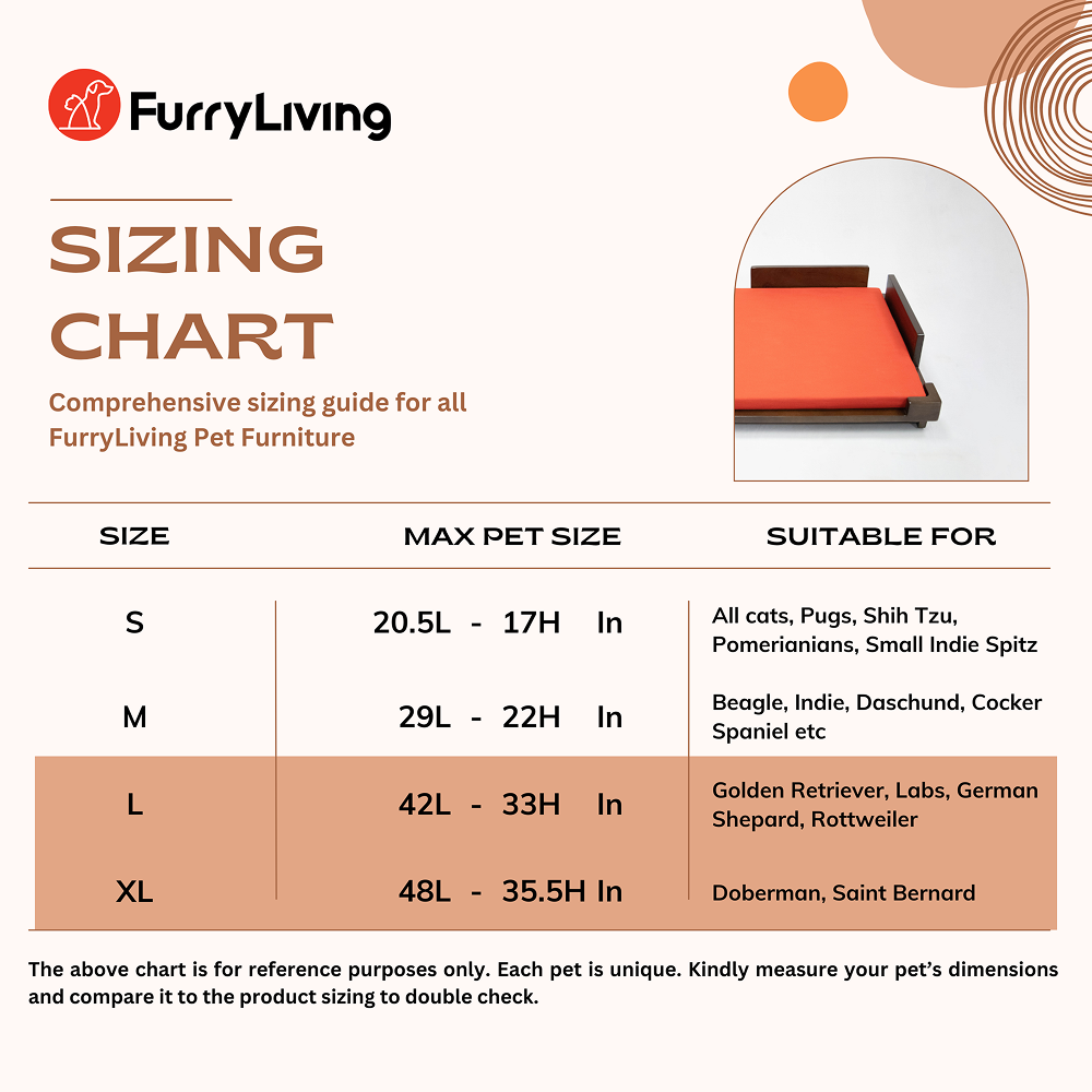FurryLiving Barkly Barkly XL Solid Wood Dog Bed for Medium and Large Dogs (Dark Brown/Red)