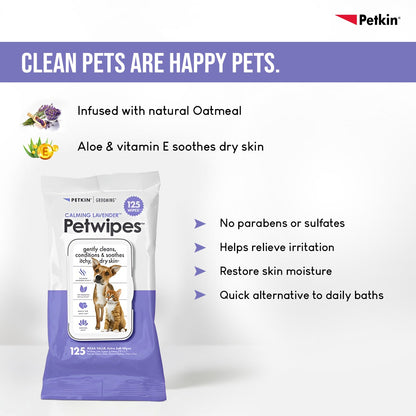 Petkin Calming Lavender Petwipes for Dogs and Cats