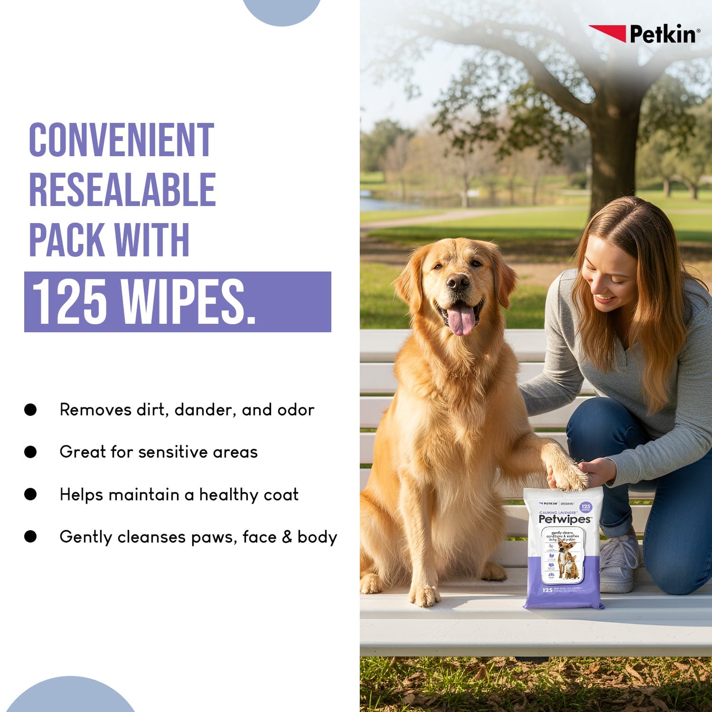 Petkin Calming Lavender Petwipes for Dogs and Cats