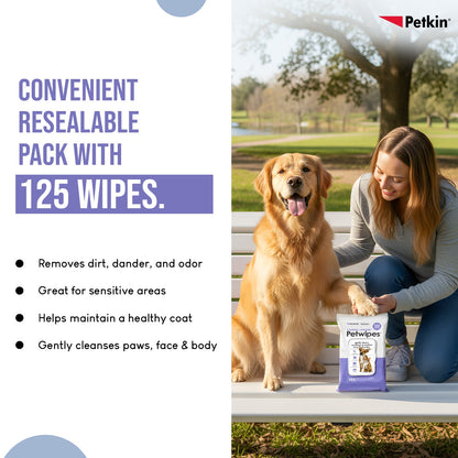 Petkin Calming Lavender Petwipes for Dogs and Cats