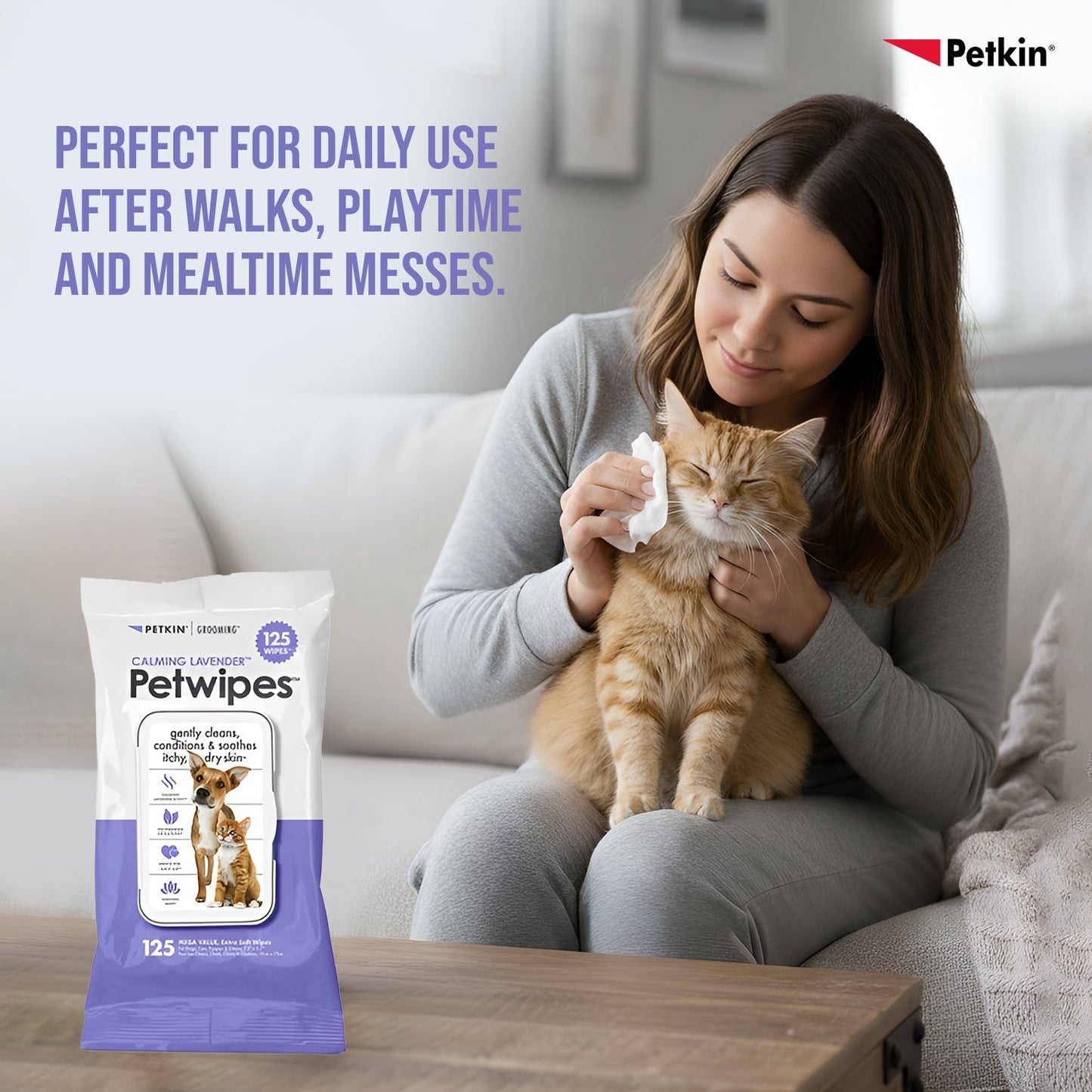 Petkin Calming Lavender Petwipes for Dogs and Cats