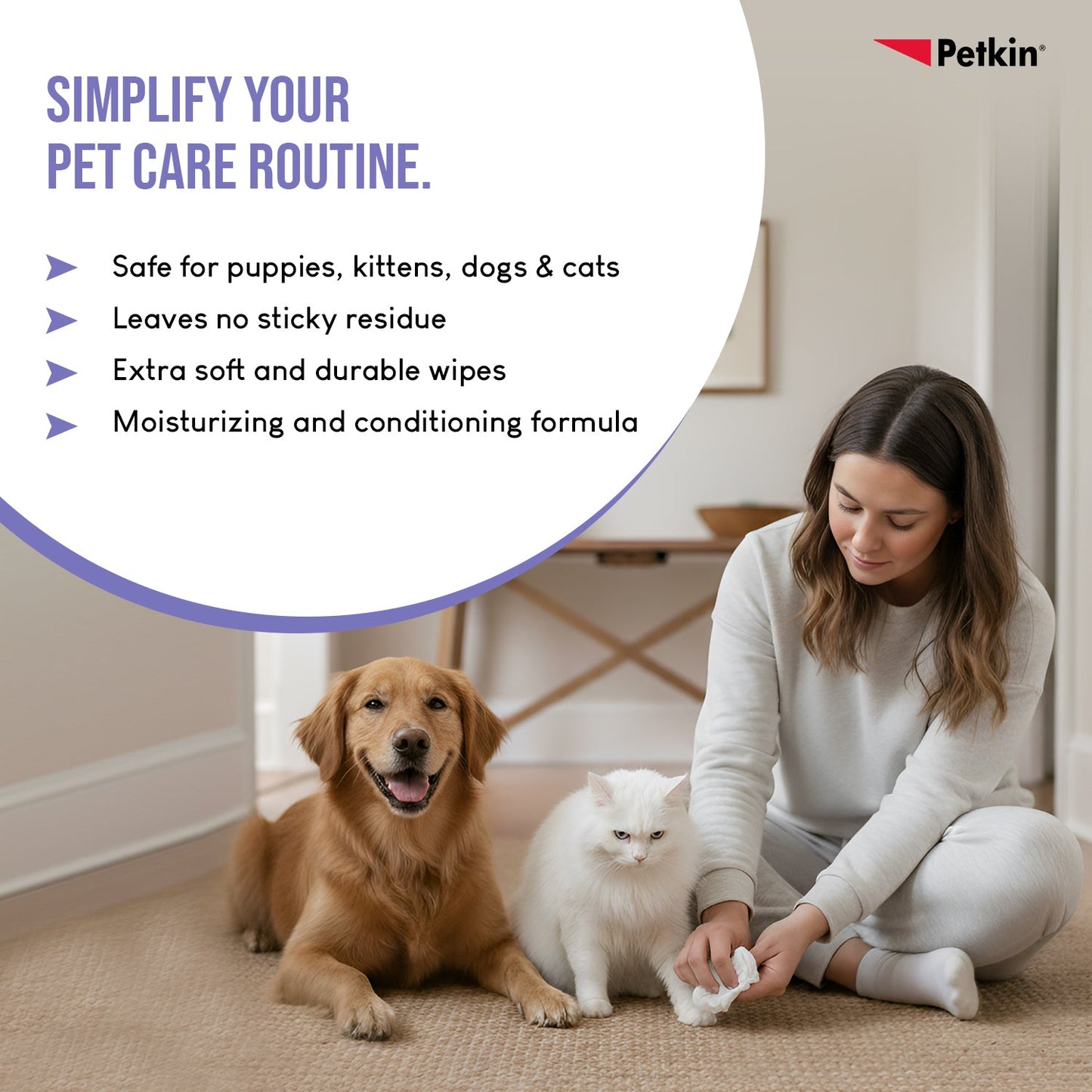 Petkin Calming Lavender Petwipes for Dogs and Cats