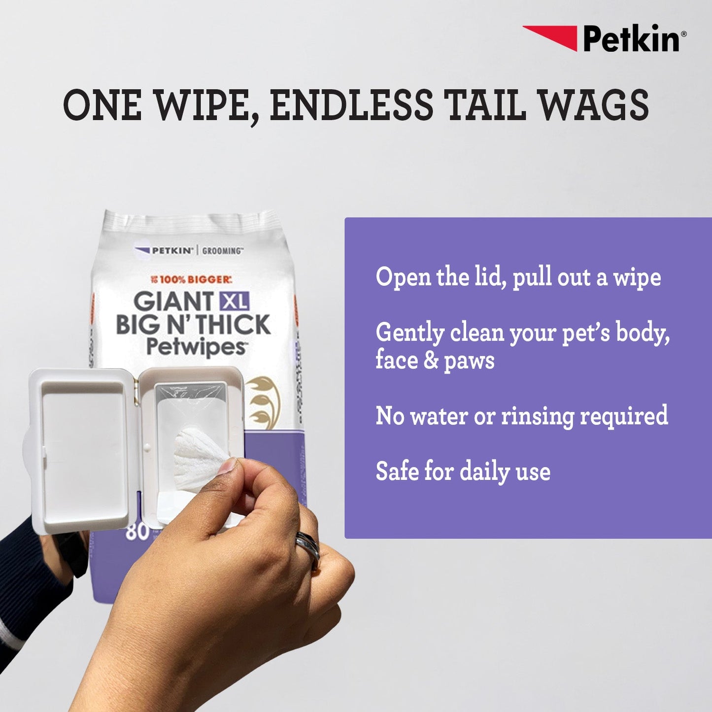 Petkin Gaint Big N' Thick  Lavender Scented Petwipes for Dogs and Cats