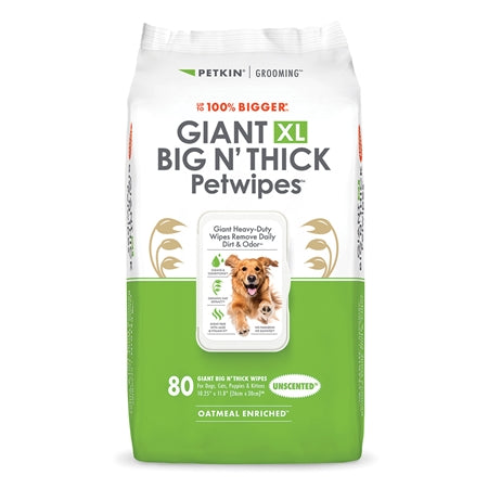Petkin Gaint Big N' Thick  Unscented Petwipes for Dogs and Cats