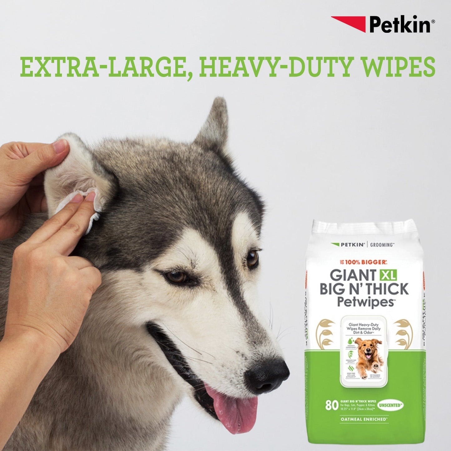 Petkin Gaint Big N' Thick  Unscented Petwipes for Dogs and Cats