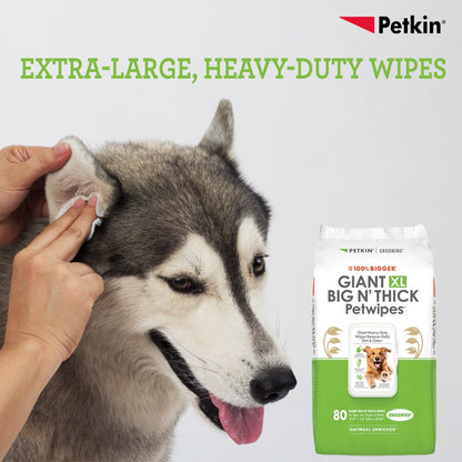 Petkin Gaint Big N' Thick  Unscented Petwipes for Dogs and Cats